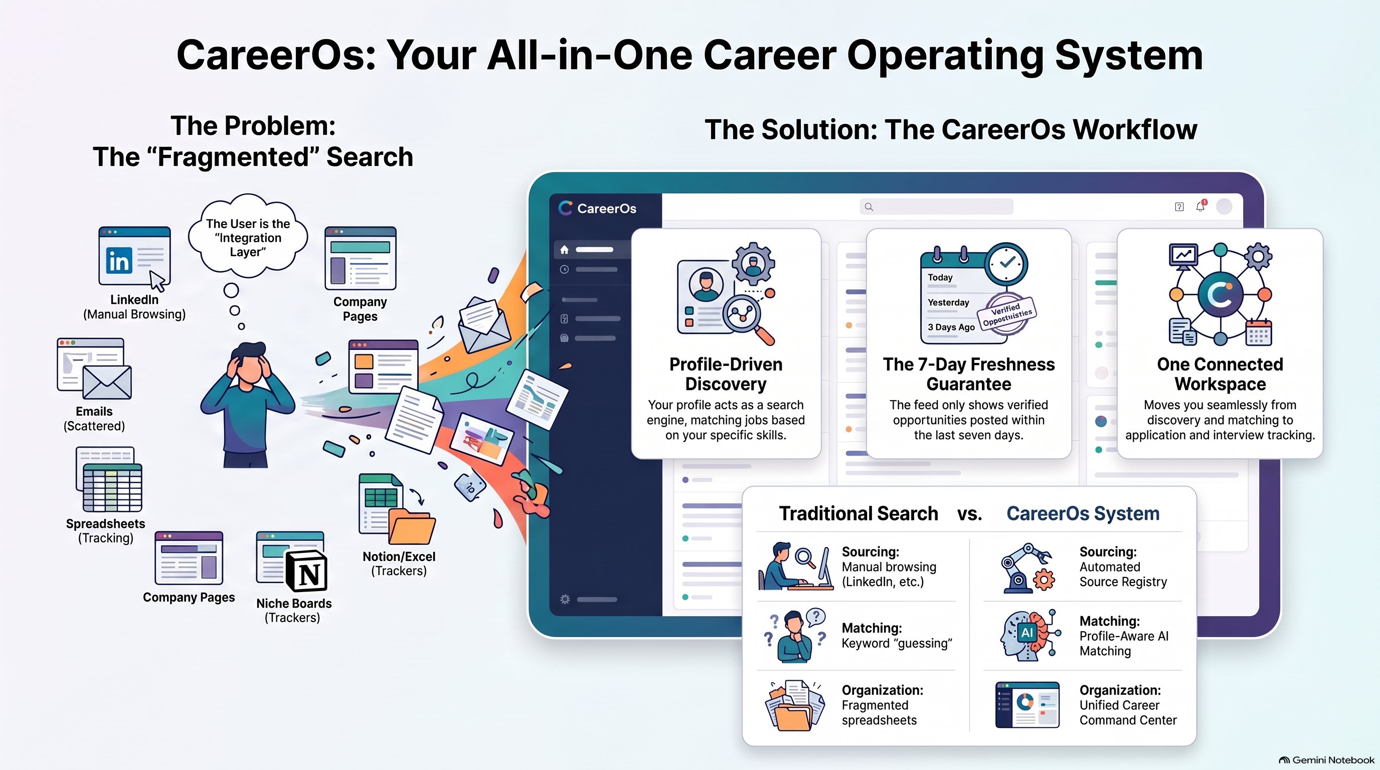 CareerOS AI-powered career operating system architecture